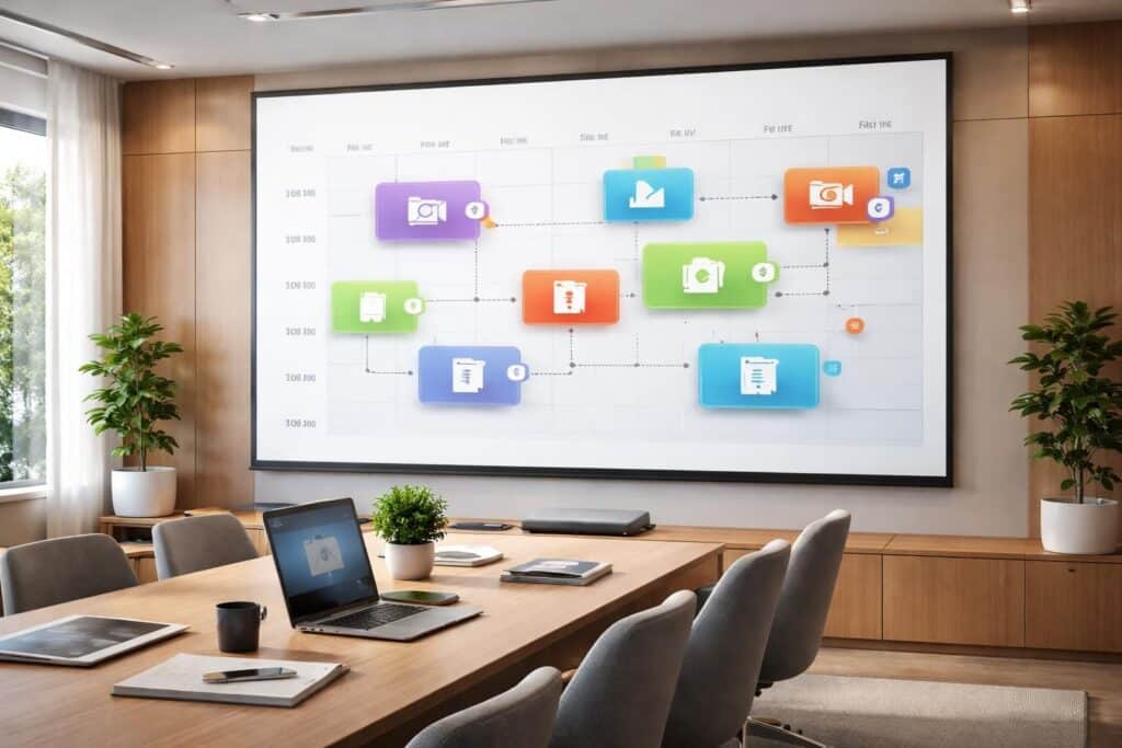 découvrez comment automatiser l'affichage de contenus en fonction des horaires sur un écran de projection pour une gestion simplifiée et efficace de vos présentations.