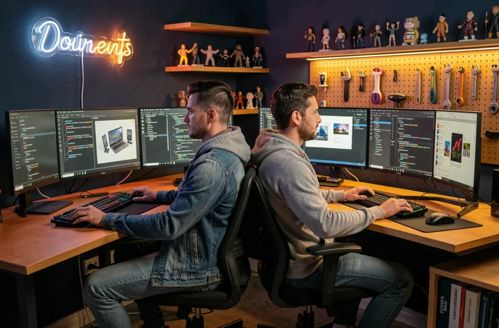 Développeurs au sein du studio Heko Lab à Tours travaillant sur des projets créatifs