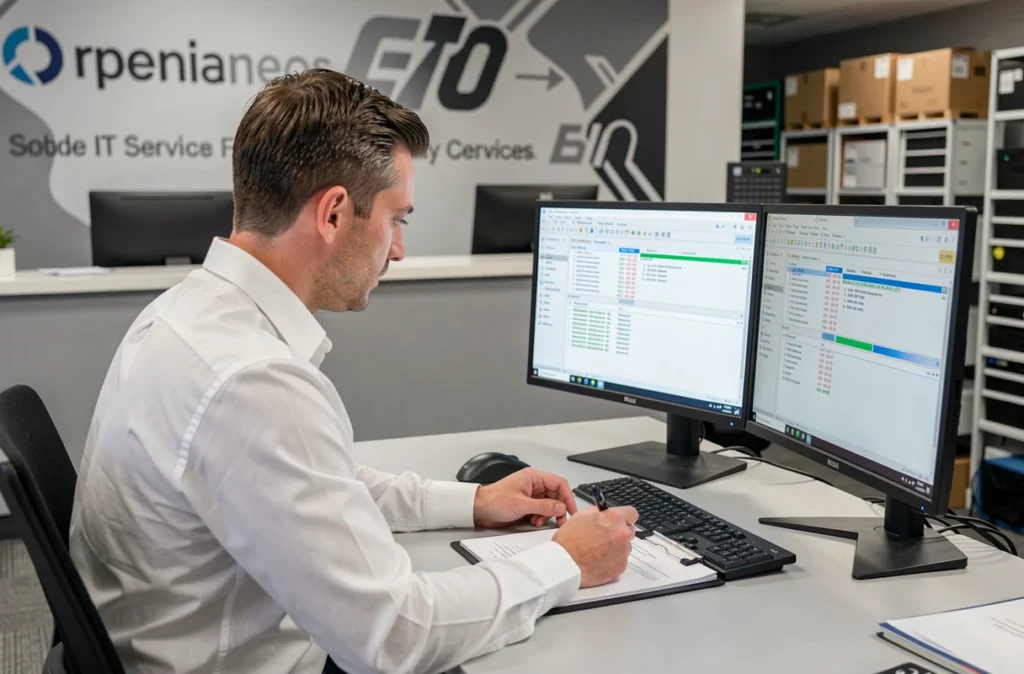 Technicien de Service 2I effectuant un diagnostic informatique sur double écran